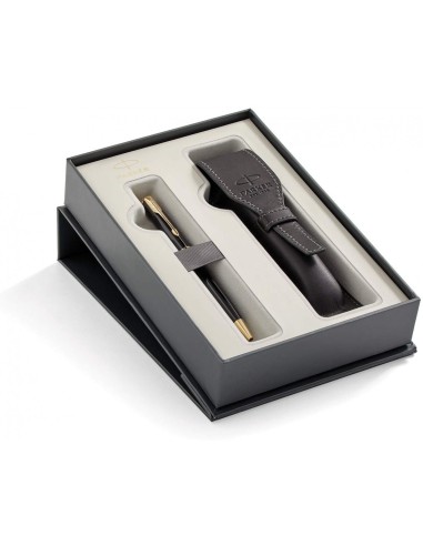 PENNA PARKER SONNET NERA SFERA CON CUSTODIA IN CUOIO NERA