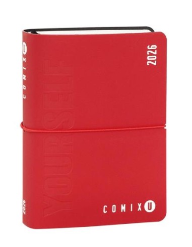 COMIX U YOURSELF - Agenda Giornaliera Mini 2025-2026, Diario 16 Mesi, con Copertina Morbida Termovirante ROSSO