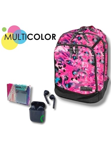 ZAINO DREAM TINTA UNITA FANTASY 3 SCOMPARTI 28 Lt CON AURICOLARI – NERO ROSA