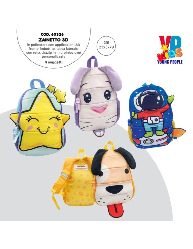 ZAINO ASILO CON APPLICAZIONI 3D YOUNG PEOPLE KIDS DI POOL OVER - CAGNOLINO