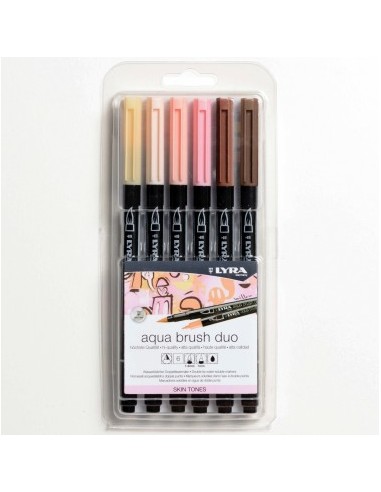 PENNARELLO DOPPIA PUNTA AQUA BRUSH DUO SET 6 COLORI SKIN LYRA