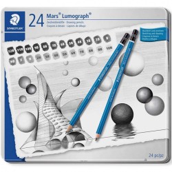 SET 24 MATITE GRAFITE MARS LUMOGRAPH DA 12B A 10H STAEDTLER